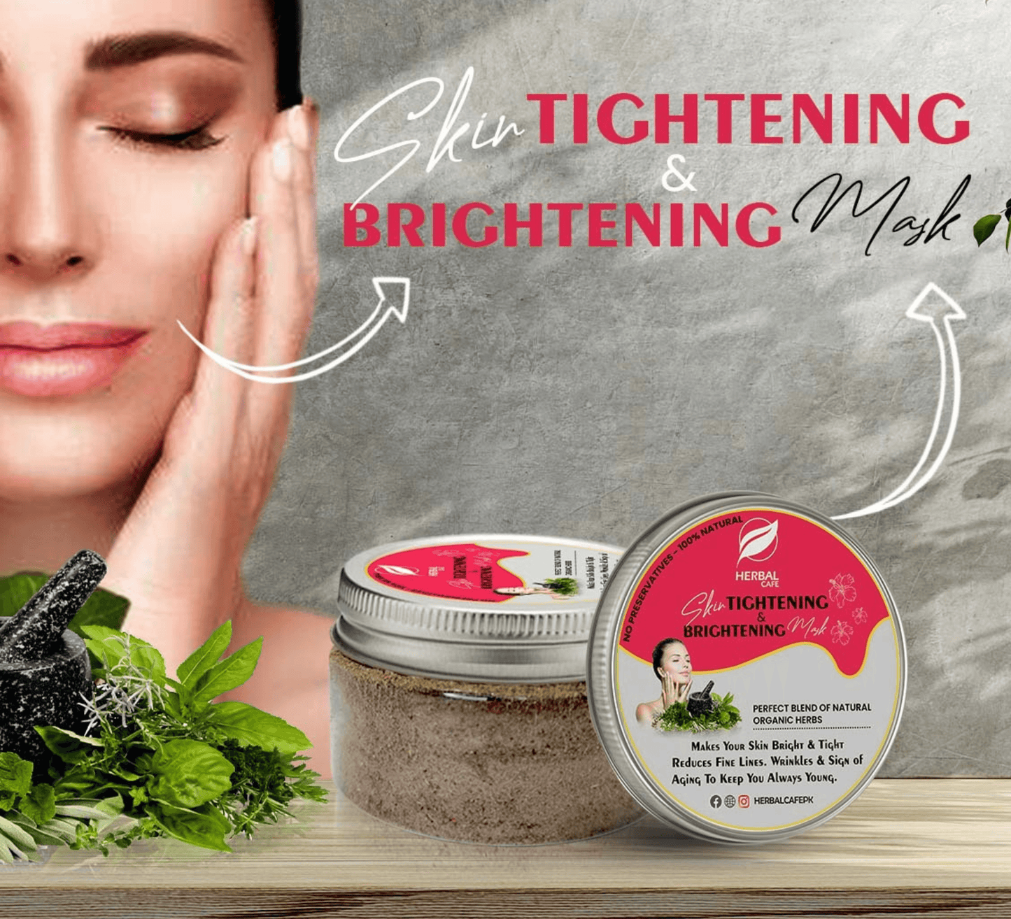 Skin Tightening & Brightening Mask - Herbal Cafe Pakistan