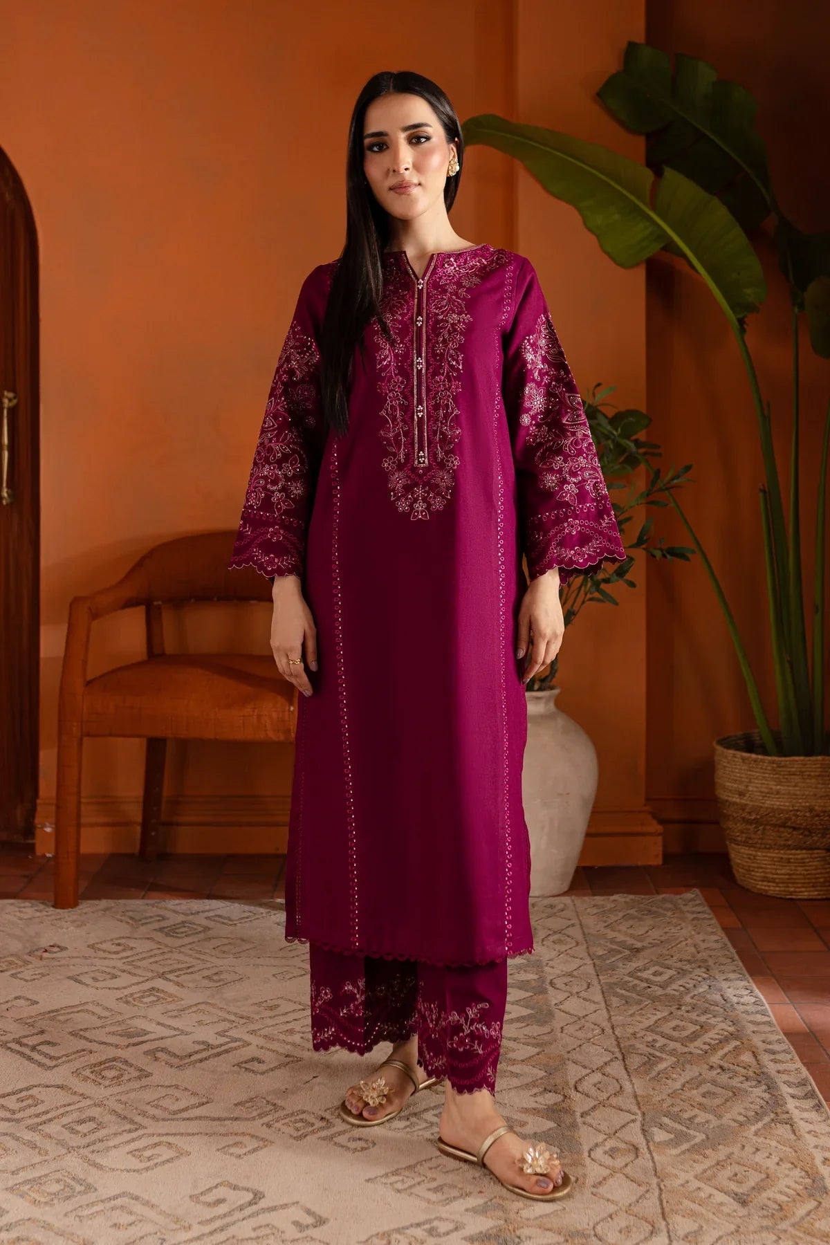 Best Selling - Magenta Luna 2Pc Embroidered Dress