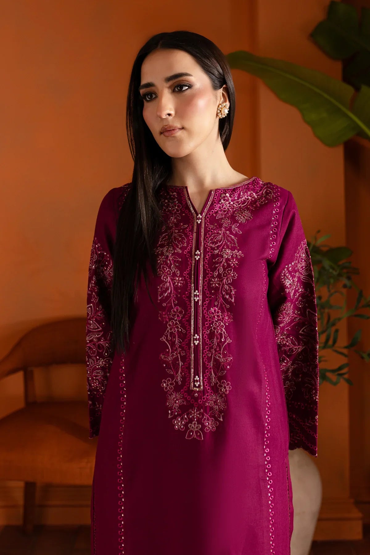 Best Selling - Magenta Luna 2Pc Embroidered Dress