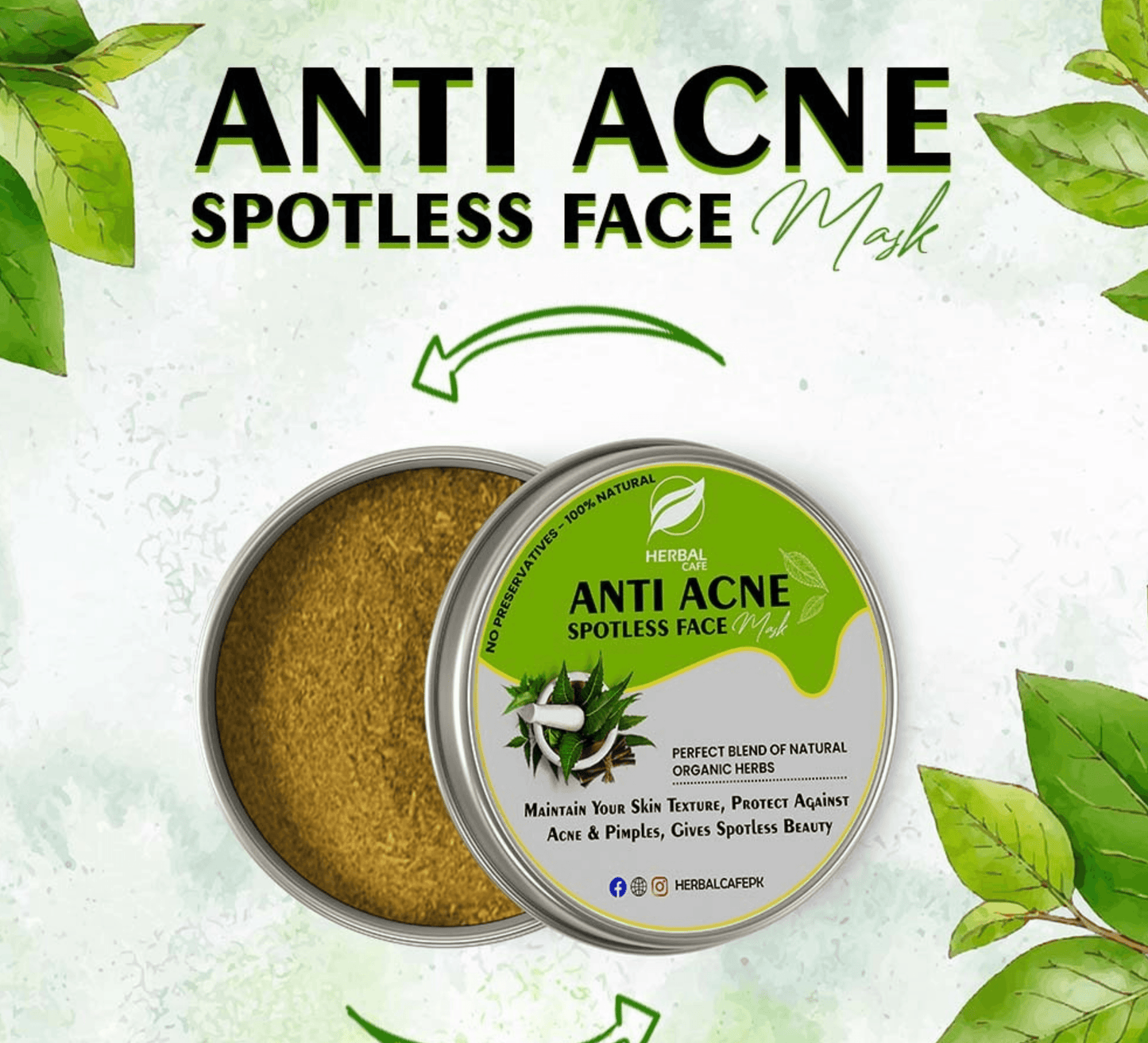 Anti Acne Spotless Face Mask - Herbal Cafe Pakistan