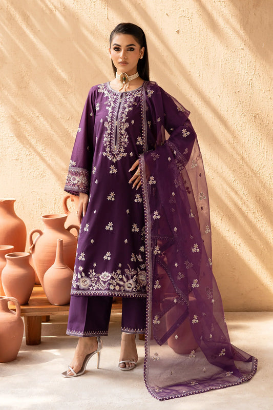 Best Selling - Amethyst 3Pc Embroidered Solid Dress
