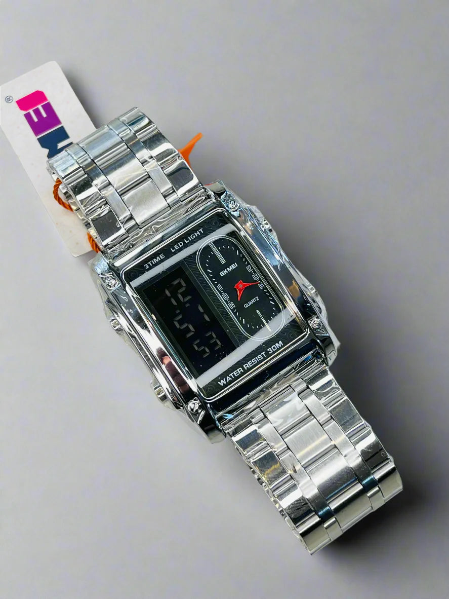 Original SKMEI - 3 Time - Water Resistant (30M) - Silver