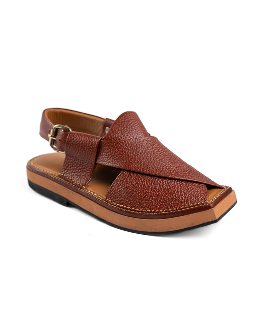 Heel Doted Burgundy Kaptaan Chappal(HDB-219)