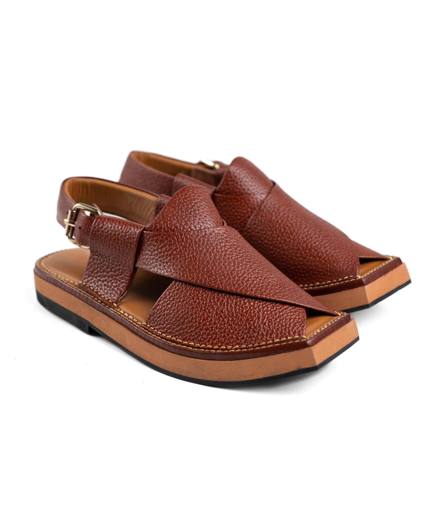 Heel Doted Burgundy Kaptaan Chappal(HDB-219)