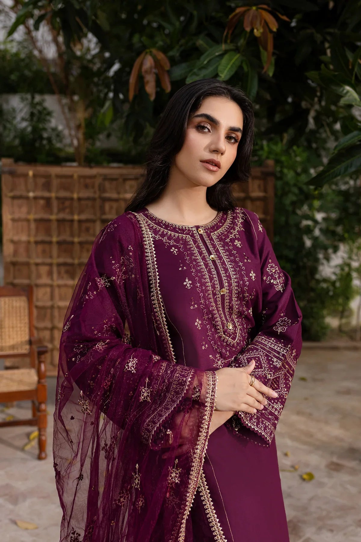 BEST SELLING - Plant Foam 3Pc Embroidered Dress