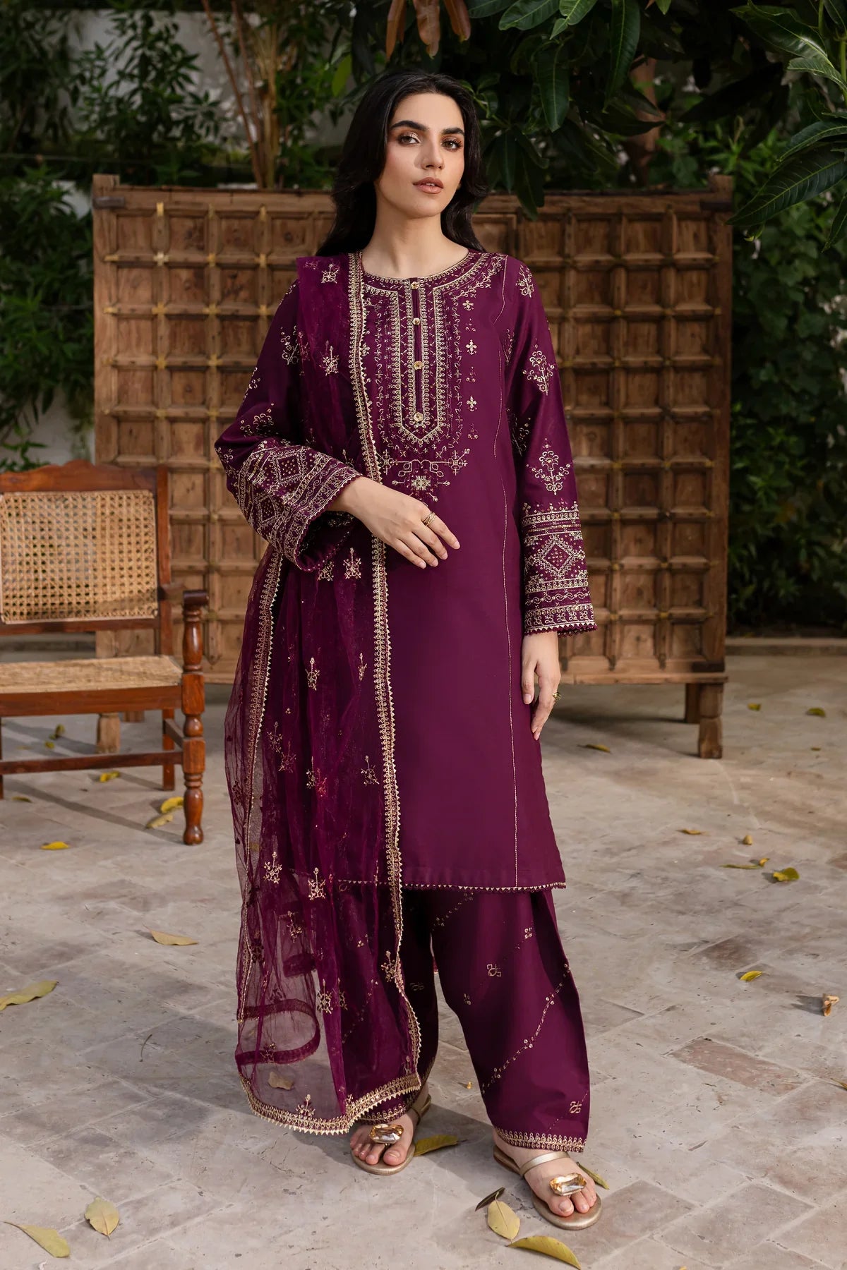 BEST SELLING - Plant Foam 3Pc Embroidered Dress