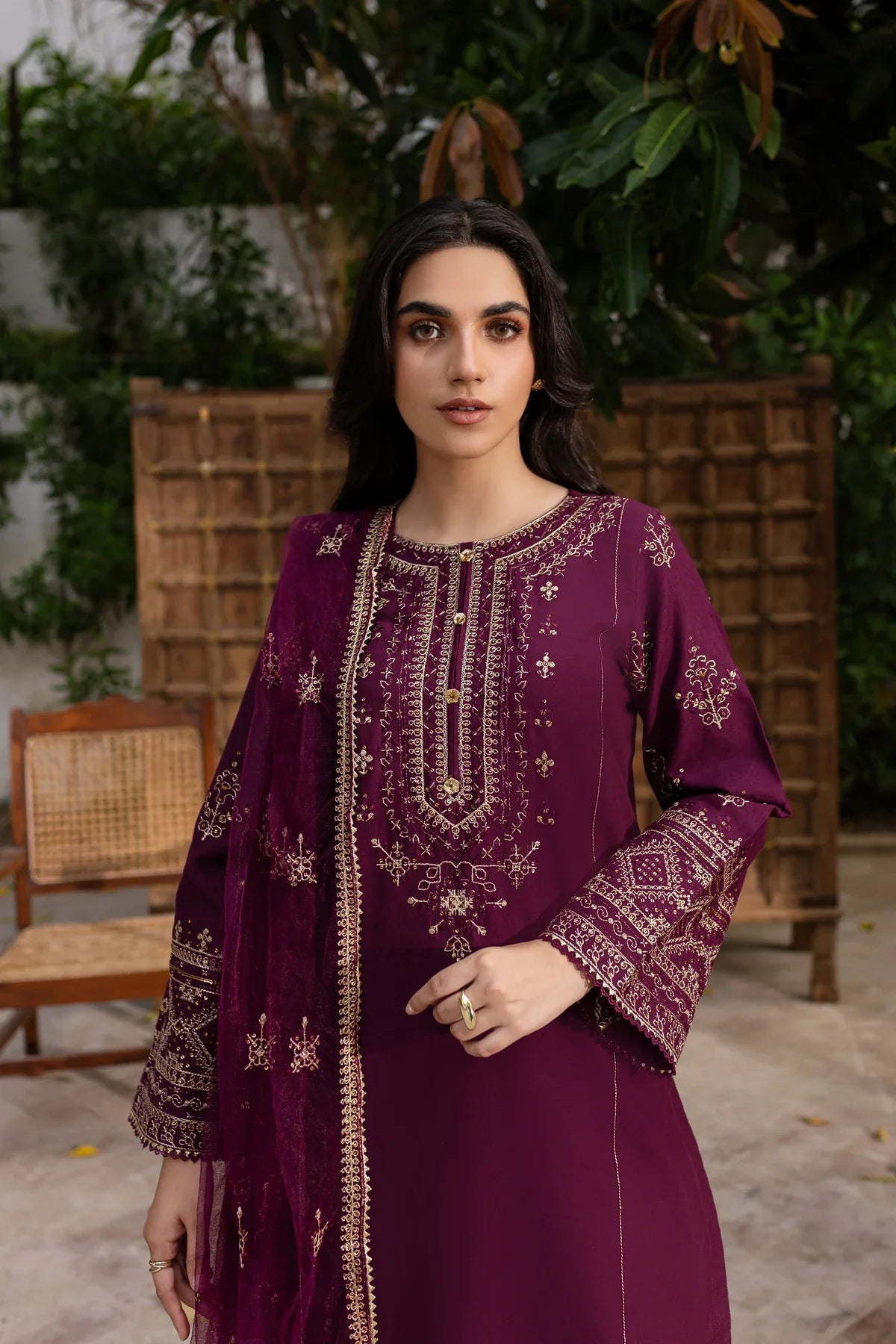 BEST SELLING - Plant Foam 3Pc Embroidered Dress