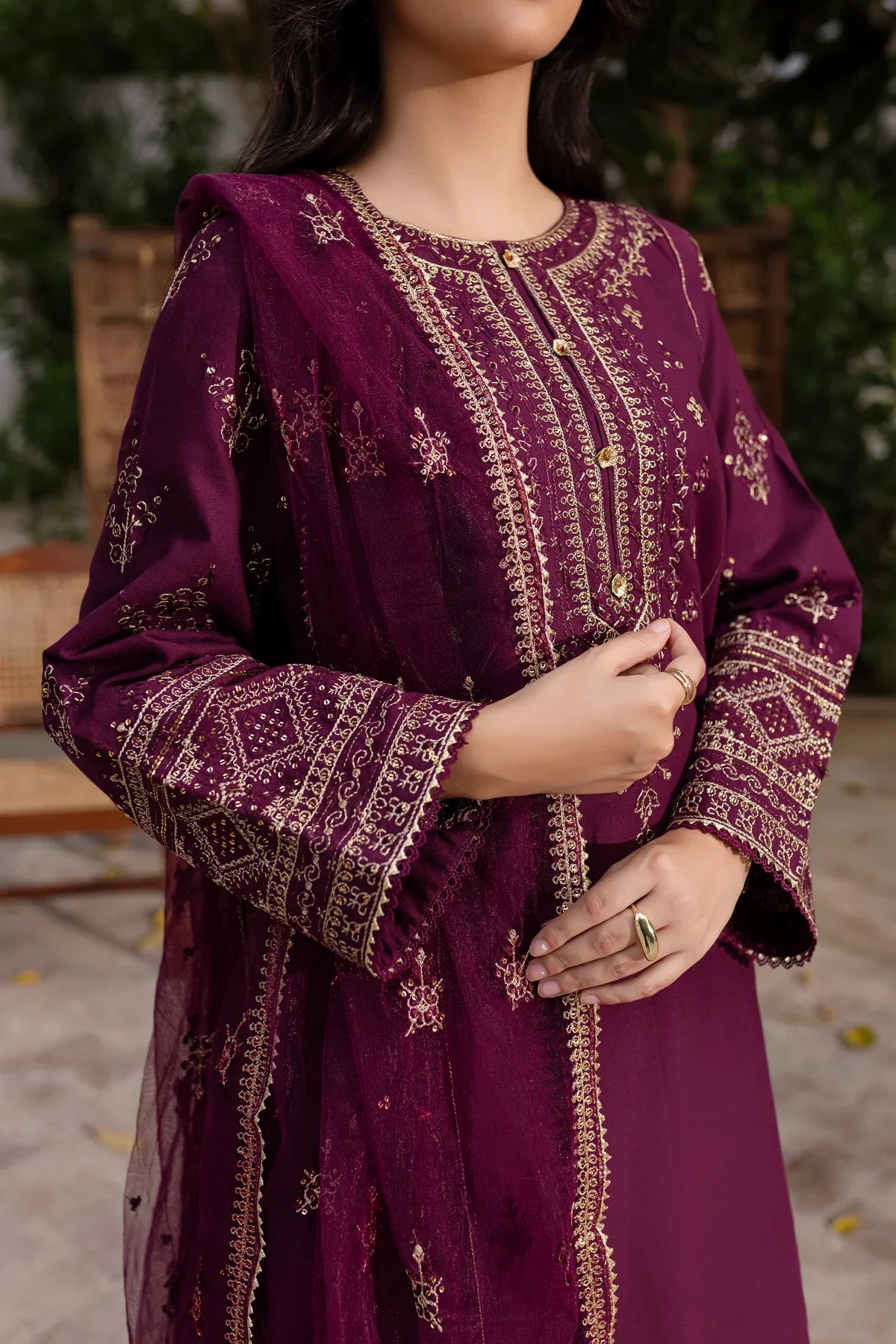 BEST SELLING - Plant Foam 3Pc Embroidered Dress