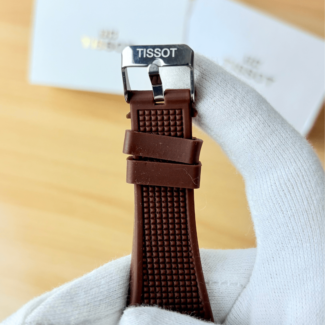Tissot PRX - Gold Dial - Brown Rubber Strap