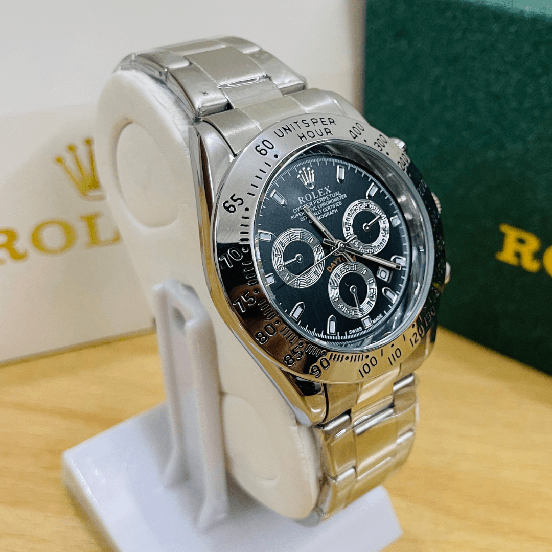 Rlx Daytona - Oyster Chain - Silver - Black Dial