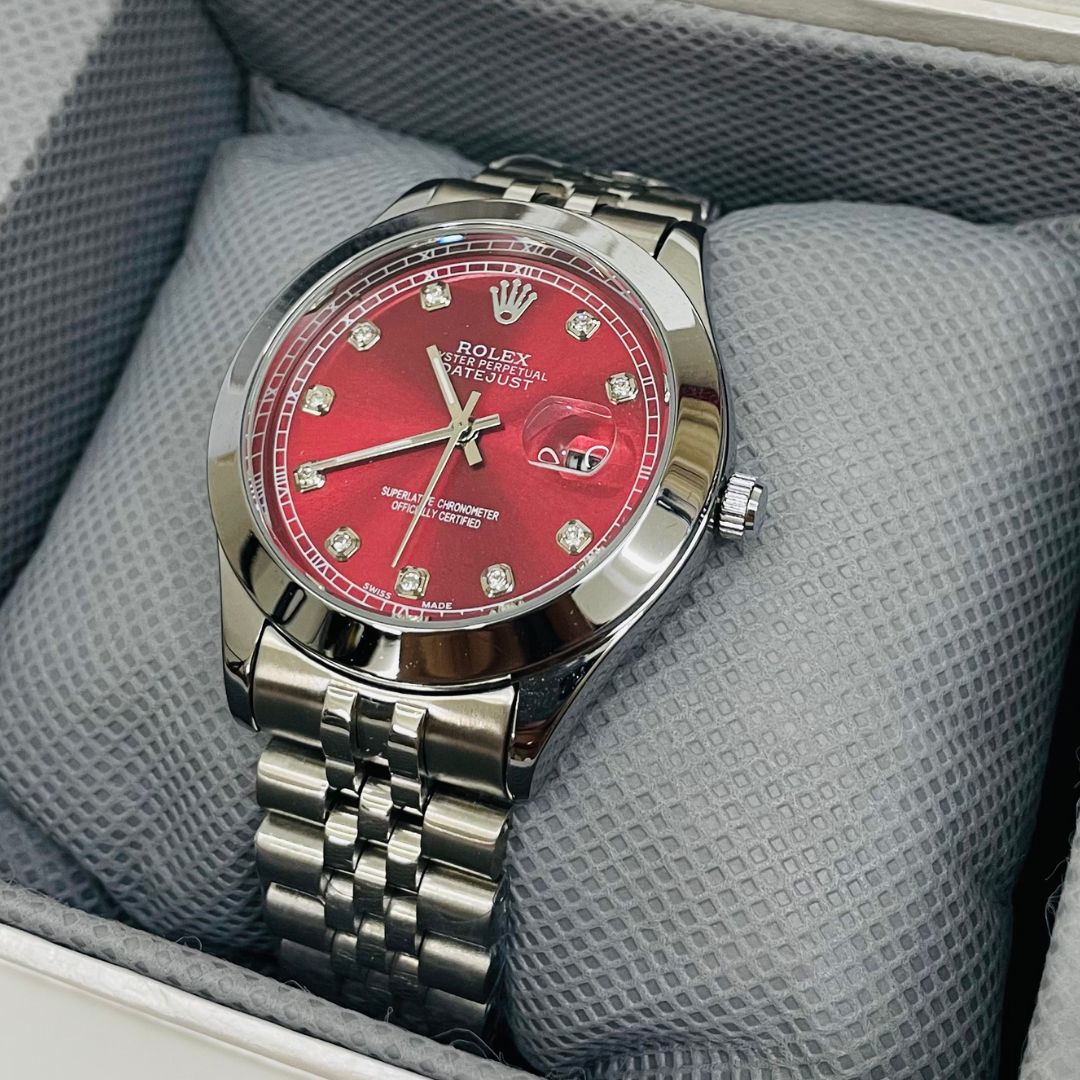 Rlx DateJust - 40mm - Stainless Steel - Wine Red Dial
