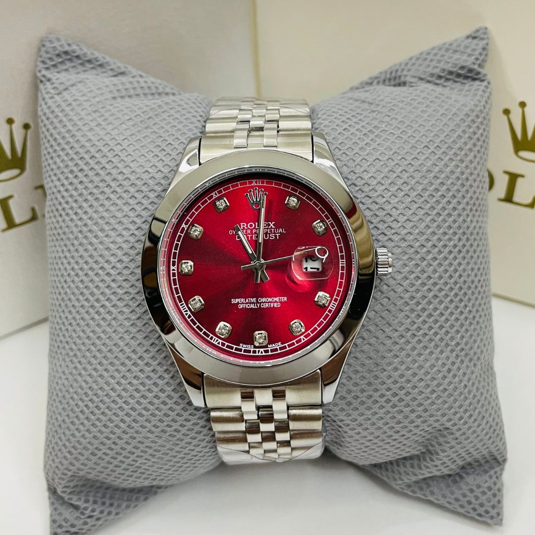 Rlx DateJust - 40mm - Stainless Steel - Wine Red Dial